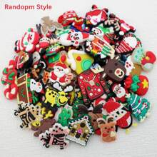 20/40PCS Christmas Themed Random Styles Shoe Charms Set For Clogs Bubble Slides Sandals, PVC Shoe Decorations Beach Bag Accessories Gift Idea For Birthday Christmas Halloween Party Favors