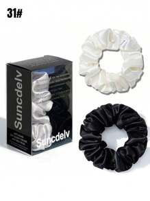 100% 真丝发圈，22姆米，防皱防断，天然发饰，时尚发圈两件装，可扎马尾，动物纹印花，发绳头饰 - 彩色 - 查看 29