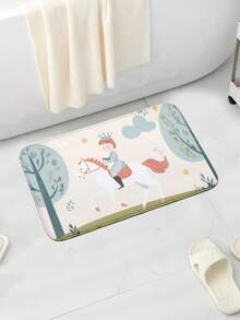 1 tấm thảm in vải nỉ, thảm chống trượt hình chữ nhật dễ thương, thảm trải sàn thấm hút cho phòng tắm, dùng hàng ngày trong phòng khách/phòng ngủ, thảm chùi chân - Màu xanh nhạt - Xem 4