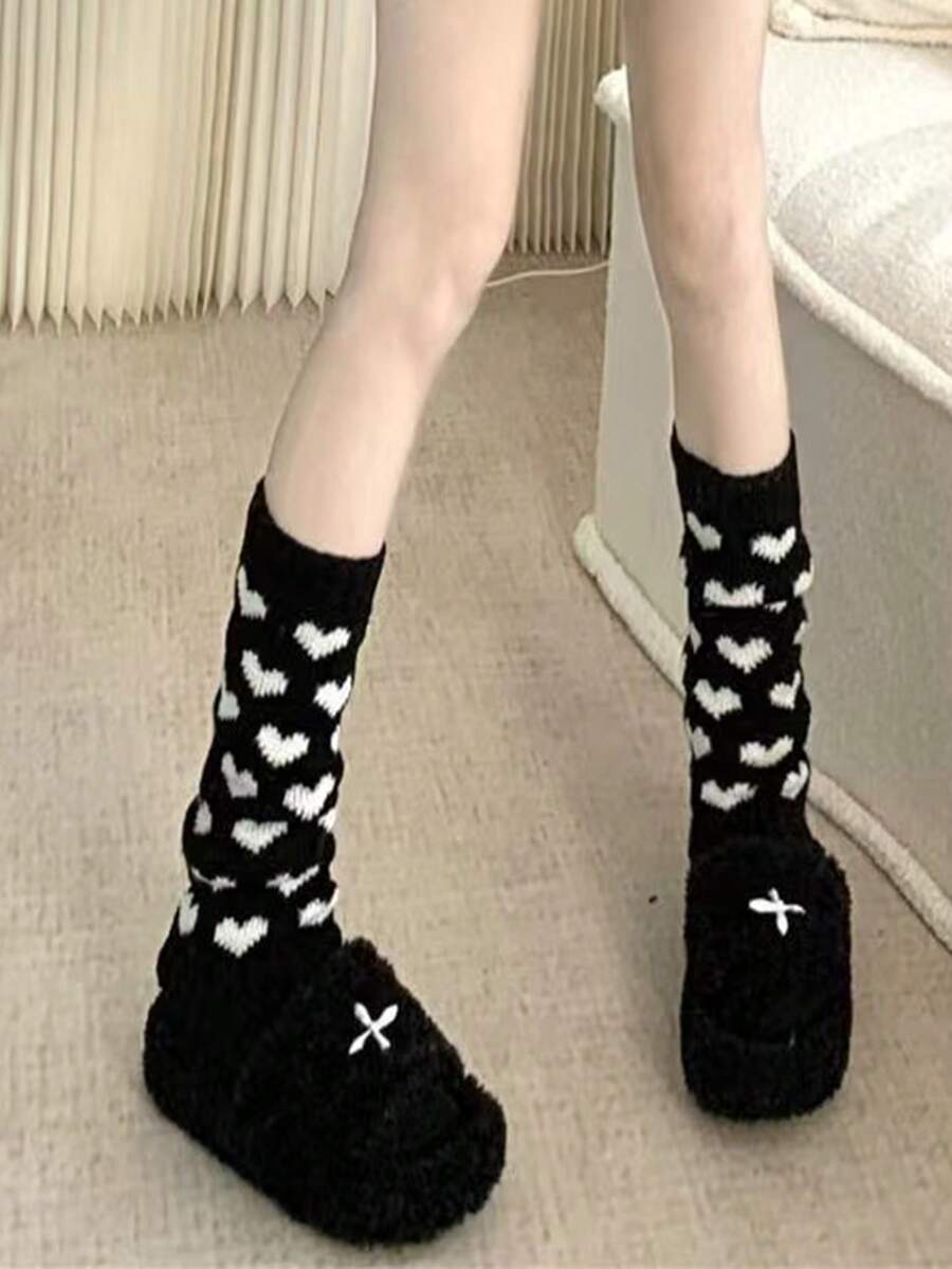 1 Cặp quần tất giữ ấm chân phong cách Lolita dễ thương cho nữ, quần tất giữ ấm chân cho mùa đông, phù hợp với trang phục nữ sinh JK - màu đen - Xem 1