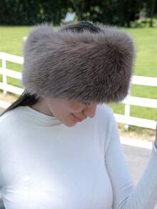 女士蓬松哥萨克风格帽子 女士冬季帽子 - 卡其色 - 查看 2