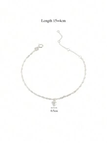 1 Stück zierliches 925 Sterling Silber Armband mit Wasser Wellen & Herz Design, zart und stylisch für den täglichen Gebrauch von Frauen, Valentinstag