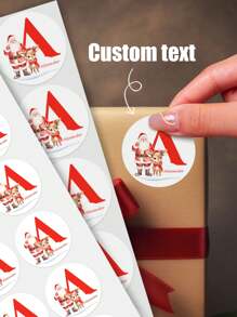 216pcs Customized Christmas Stickers, Santa Claus Letter Stickers, Christmas Gift Labels, Snack Packaging Stickers, Customizable Text, 5cm X 3cm, Suitable For Holiday Gift Wrapping, Envelope Stickers, Candy Packaging, Small Business Packaging - Multicolor - View 1