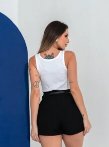 Twill Fabric Short Skirt S754 - màu đen - Xem 4