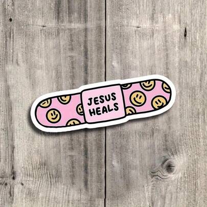 Pegatina de vinilo espiritual de 3 pulgadas "Jesús sana" - Ideal para portátiles, botellas de agua, diarios y pertenencias personales | Perfecto para cristianos, creyentes de la fe y asistentes a la iglesia | Gran regalo para amigos, familiares y buscadores espirituales | Pegatina inspiradora para la expresión religiosa y basada en la fe