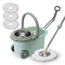 1set,Spin Mop And Bucket, 360° Spin Mop And Bucket With Wringer Set,Stainless Steel Floor Spin Mop Bucket System For Floor Cleaning - Green - View 1