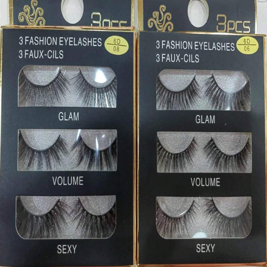 Box Of 3 Pairs Of Natural False Eyelashes, Various Models To Choose From - 01 - Xem 1