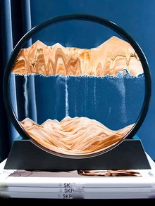 1件7英寸流动沙画液体动感，无需用电，创意生日、圣诞节、万圣节、复活节礼物，深海沙景流沙画，动态沙画图片，3D彩色流沙装饰流沙艺术盘，流沙画，圆形玻璃流沙相框瀑布，效果桌面艺术摆件，适合居家办公摆放， - 彩色 - 查看 16