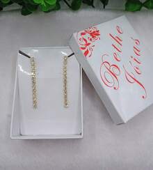 Riviera Wire Dangle Earrings With Zirconias, Gold Plated Semi-Jewelry - 金色 - 查看 5
