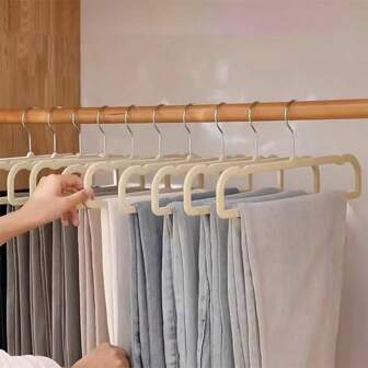 20pcs/10pcs/1pc Household Adult Flocked Pants Rack, Multifunctional Flocked Non-Slip Clothes Hanger, Space-Saving Wardrobe Storage Pants Hanging Clips Dress Pants Shoes Jeans Boots Skirt,Spring,Minimalist,Summer Tops