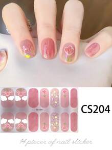 1 张全指甲贴纸套装 - 具有花卉、几何和心形主题设计，包括美丽的郁金香图案、闪闪发光的元素和 3D 蝴蝶结装饰，打造优雅时尚的美甲 - Follow Your Heart - 查看 25