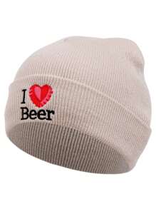 1 chiếc mũ len thêu chữ "I LOVE BEER", mũ len Pompom - nhiều màu - Xem 7