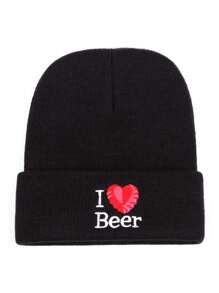 1 chiếc mũ len thêu chữ "I LOVE BEER", mũ len Pompom - nhiều màu - Xem 5