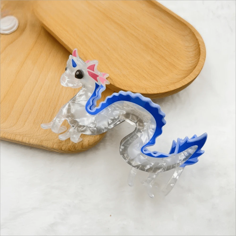 1 件亚克力爪龙时尚有趣卡通动物发夹，头后头饰带卷发配件 - 藍色 - 查看 1