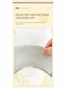 5pz Paño De Limpieza 12 cm, Malla De Alambre Plateada Antirrayas Para Húmedo Y Seco, Trapos Reutilizables Para Lavar Platos, Toallas De Cocina, Lavado De Platos, Fregaderos, Encimeras, Superficies De Cocinas, Herramientas De Limpieza.