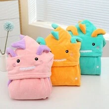 1 chiếc áo choàng tắm trùm đầu in hình khủng long mini cho trẻ em, vải nỉ san hô siêu mềm, nhanh khô, không phai màu, không rụng, áo choàng tắm hoạt hình, mềm mại và thân thiện với da khi mặc ở nhà - 1 mảnh - Xem 2