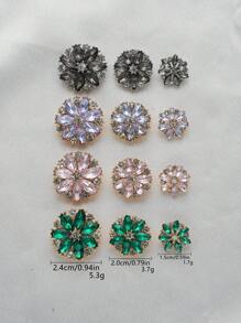 5 cái/gói Nút kim loại thủy tinh hoa hướng dương, Thích hợp cho áo khoác, áo len, bộ đồ, may đồng phục, váy cưới, trang trí, giày dép tự làm, túi xách, hộp quà tặng, làm đồ trang sức, phụ kiện may thủ công, mùa thu/đông - Nhiều màu - Xem 3