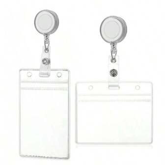 1pc Transparent Waterproof PVC Card Holder With Retractable Badge Reel, Expandable ID Badge Holder Clip, Suitable For Nurse, Doctor, Teacher, Office Back To School