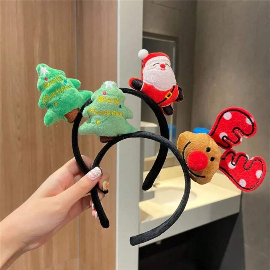 1 cái Băng đô cài tóc hình cây thông Noel bằng vải nhung hình ông già Noel hình con nai dùng để trang trí ngày lễ Phụ kiện tóc biểu diễn - nhiều màu - Xem 1