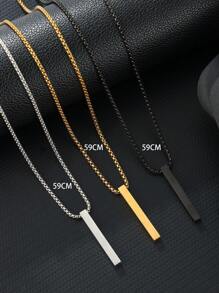 1 pieza Collar de cadena de perlas cuadrada de acero inoxidable, diseño rectangular para uso diario de hombres - Multicolor - Ver 2