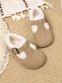 1 双儿童软底舒适蓬松内衬复古时尚鞋，全新秋冬设计 - 卡其色 - 查看 3