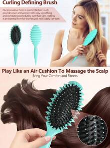 Diseñado por Candybrush Nuevo cepillo definidor de rizo 2024, cepillo para cabello rizado, cepillo para peinado con pinzas de caimán, cepillo perfilador de rizado y elevador de bordes para cabello rizado húmedo, desenredado, moldeado y definición de rizos para mujeres y hombres