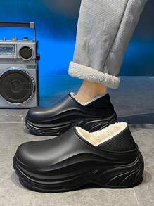 Men's Thick-Soled Plush Slippers With Thickened, Anti-Slip Warm Couple Slippers, Suitable For Indoor And Outdoor Use, Winter