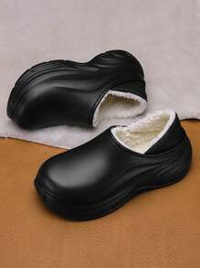 Men's Thick-Soled Plush Slippers With Thickened, Anti-Slip Warm Couple Slippers, Suitable For Indoor And Outdoor Use, Winter