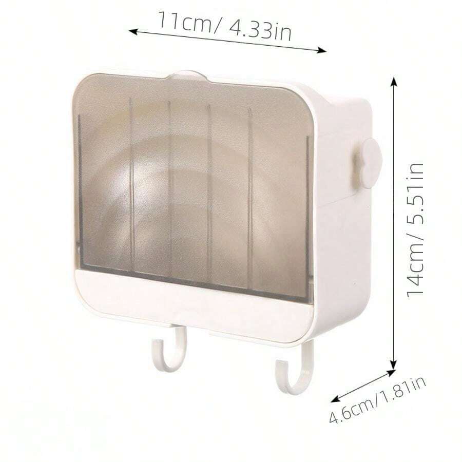 1pc Vertical Soap Dish With Cover, WallMounted Soap Holder, Bathroom