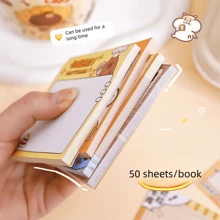 3 Books (1 Book/50 Sheets) Cute Capybara Sticky Notes, Reusable Self-Adhesive Memo Pads - Multicolor - View 8