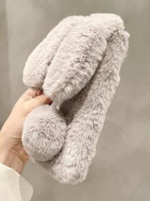 1 个毛绒 3D 兔子手机壳，适用于 //Redmi/OPPO// 手机，冬季防水防震防摔防刮 - 淺灰色 - 查看 4