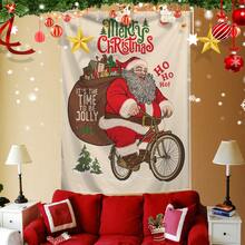1 tấm thảm treo tường họa tiết ông già Noel và cây thông Noel vui vẻ, đồ trang trí tường bằng polyester cho phòng khách, phòng ngủ, văn phòng, quà tặng Giáng sinh, đồ trang trí Giáng sinh, có 3 đinh và 2 kẹp, đồ trang trí Giáng sinh, thảm treo tường - Nhiều màu - Xem 2