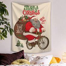 1 tấm thảm treo tường họa tiết ông già Noel và cây thông Noel vui vẻ, đồ trang trí tường bằng polyester cho phòng khách, phòng ngủ, văn phòng, quà tặng Giáng sinh, đồ trang trí Giáng sinh, có 3 đinh và 2 kẹp, đồ trang trí Giáng sinh, thảm treo tường - Nhiều màu - Xem 5