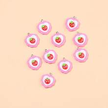 10pcs Strawberry Heart Shaped Resin Charms, Earrings, Necklace, Bracelet, Keychain And Bag Decor DIY Jewelry Making Supplies, For Halloween, Teacher Gifts, Custom Name Necklace And Earrings, Ladies Jewelry - Pendants - View 10