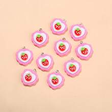 10pcs Strawberry Heart Shaped Resin Charms, Earrings, Necklace, Bracelet, Keychain And Bag Decor DIY Jewelry Making Supplies, For Halloween, Teacher Gifts, Custom Name Necklace And Earrings, Ladies Jewelry - Pendants - View 9