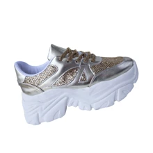 tenis de mujer con plataforrma y brillos - Dorado - Ver 5
