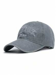 2pcs Unisex Embroidered NEW YORK Washed Baseball Cap, Outdoor Sun Protection Adjustable Casual Baseball Cap