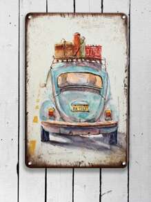 复古金属标牌 - 标志性汽车墙面艺术，8x12 英寸，复古锡装饰，适合家庭、酒吧、咖啡厅、车库和男人窝 - 彩色 - 查看 10