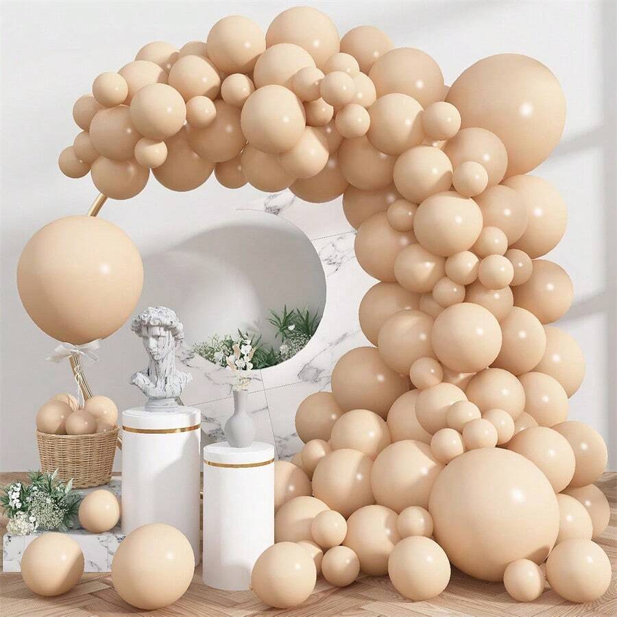 5 Inch, 10 Inch, 12 Inch, And 18 Inch Pearl White Balloons, Matte White Balloons, Round Pearl White Latex Balloons, Retro Color Balloons Suitable For Weddings, Birthdays, Christmas Anniversaries, Background White Themed Parties, Arched Decorations