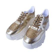 tenis de mujer con plataforrma y brillos - Dorado - Ver 3