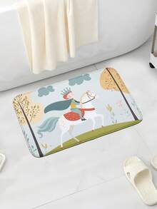 1 tấm thảm in vải nỉ, thảm chống trượt hình chữ nhật dễ thương, thảm trải sàn thấm hút cho phòng tắm, dùng hàng ngày trong phòng khách/phòng ngủ, thảm chùi chân - Màu xanh nhạt - Xem 6