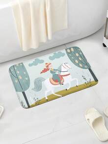 1 tấm thảm in vải nỉ, thảm chống trượt hình chữ nhật dễ thương, thảm trải sàn thấm hút cho phòng tắm, dùng hàng ngày trong phòng khách/phòng ngủ, thảm chùi chân - Màu xanh nhạt - Xem 7