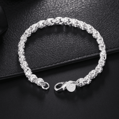 Brazalete de plata de ley 925 de estilo vintage bohemio, cadena elegante de lujo, sin chapado, joyería pura de plata para mujer, ideal para uso diario y regalo, adecuado para todas las estaciones - accesorio para el Día de Mardi Gras