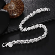 Brazalete de plata de ley 925 de estilo vintage bohemio, cadena elegante de lujo, sin chapado, joyería pura de plata para mujer, ideal para uso diario y regalo, adecuado para todas las estaciones - accesorio para el Día de Mardi Gras