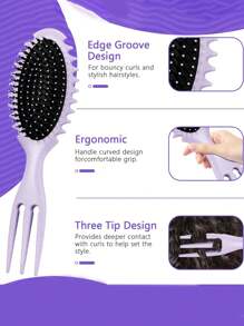 卷发定型梳，男女湿发梳，干湿发顺发梳，卷发造型梳，塑造和定型长发/波浪发/受损发质的卷发 - 彩色 - 查看 2