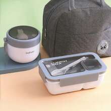 1 件套午餐盒套装（含餐具）、便当盒套装（燕麦杯、午餐便当盒、午餐袋）、方形隔层微波炉适用午餐盒、防漏食品容器、洗手液、返校、大学、学习用品、厨房收纳与整理、保温午餐袋