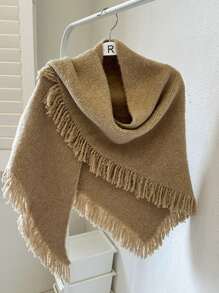 1 件女士复古风格针织三角围巾/披肩，秋冬配饰 - 彩色 - 查看 15