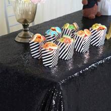 1-Pack Black Sequin Tablecloth Halloween Glitter Tablecloth 48*95 Inches Rectangular Tablecloth Suitable For Wedding Birthday, Party, Ceremony, Christmas, Photo, Curtain, Stage Background, Banquet, Celebration, Kitchen, Home, Party Dance Table Decoration,Christmas - Solid Color - View 10