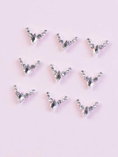 10 Pieces Of Alloy Nail Accessories, Simple And Cute, Japanese And Korean Style Diamond Shaped French Finished Products, Pile Diamond Balls, Women'S Nail Decoration, Beauty Decoration, Diy Decoration, Phone Case Decoration, Nail Supplies, Daily Use, Holiday Use, Commuting Use Nails Nail Charms Nail Gems