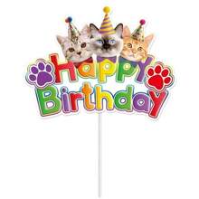 1 套宠物猫主题生日派对装饰，卡通猫生日三角旗蛋糕装饰，“生日快乐”横幅，猫螺旋挂饰，DIY 派对节日装饰套装，让您的生日独一无二 - 彩色 - 查看 12